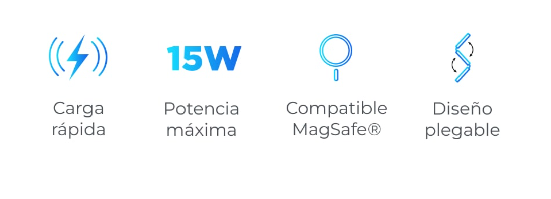 Cargador inalámbrico KSIX 3en1 15 W, Plegable - Imagen 3